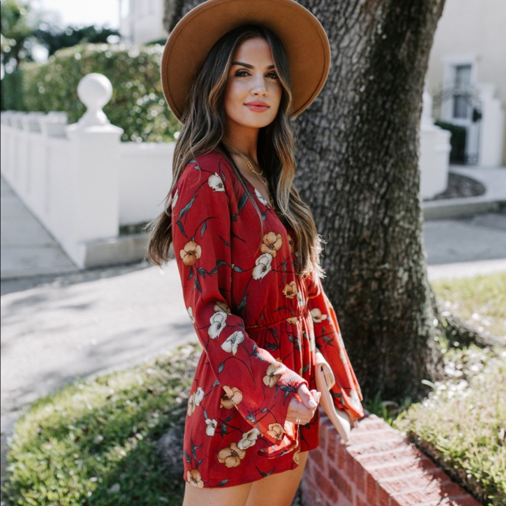 Pocketed Bell Sleeve Romper
